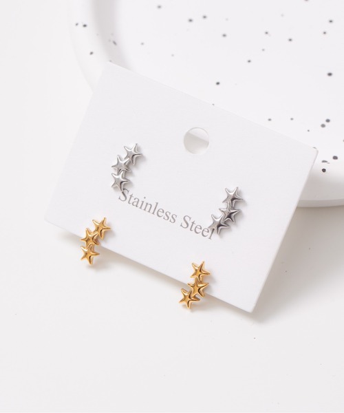 TONE SELECT GOODS(トーンセレクトグッズ)の「【Peony/ピオニー】/ステンレス ミニマム3starピアス(ピアス(両耳用)・レディース・シルバー/ゴールド・FREE)」の5枚目の写真