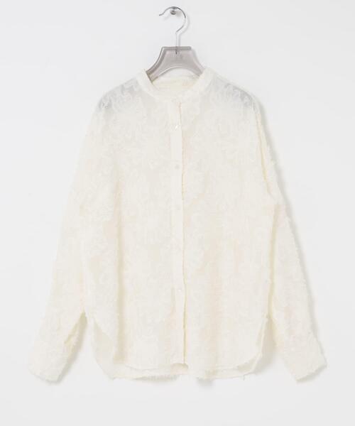 URBAN RESEARCH（アーバンリサーチ）の「カットジャガードバンドカラーシャツ（シャツ/ブラウス・レディース・オフホワイト/ブラック・FREE）」の10枚目の写真