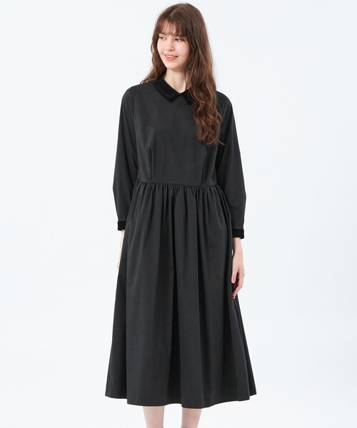 MACKINTOSH PHILOSOPHY（ﾏｯｷﾝﾄｯｼｭ ﾌｨﾛｿﾌｨｰ）の「ベロアカラーワンピース（ワンピース・レディース・ホワイト系その他/ブラック・38/36）」の2枚目の写真