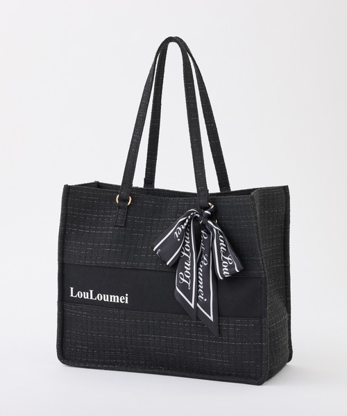 one after another NICE CLAUP（ワンアフターアナザーナイスクラップ）の「【LouLoumei】リボンチャームツイードトートバッグ（トートバッグ・レディース・ブラック/ピンクベージュ/アイボリー/ピンク・FREE）」の20枚目の写真