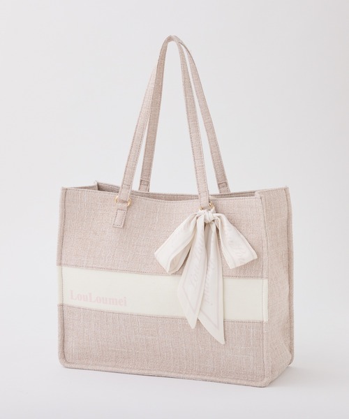 one after another NICE CLAUP（ワンアフターアナザーナイスクラップ）の「【LouLoumei】リボンチャームツイードトートバッグ（トートバッグ・レディース・ブラック/ピンクベージュ/アイボリー/ピンク・FREE）」の21枚目の写真