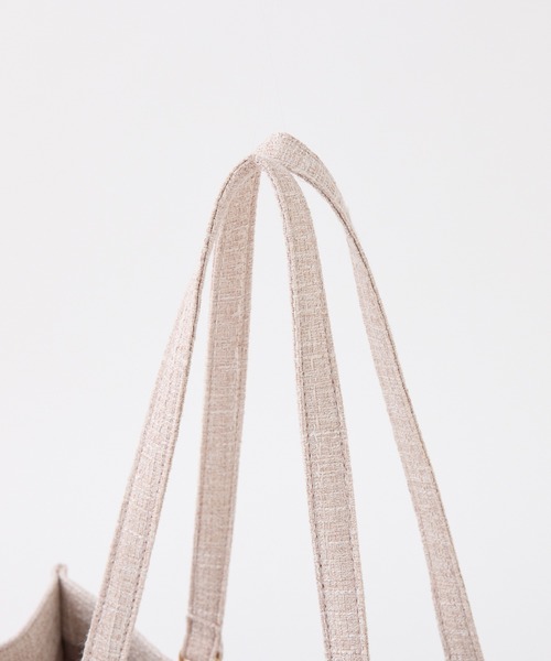 one after another NICE CLAUP（ワンアフターアナザーナイスクラップ）の「【LouLoumei】リボンチャームツイードトートバッグ（トートバッグ・レディース・ブラック/ピンクベージュ/アイボリー/ピンク・FREE）」の10枚目の写真