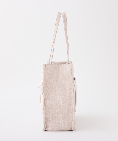 one after another NICE CLAUP（ワンアフターアナザーナイスクラップ）の「【LouLoumei】リボンチャームツイードトートバッグ（トートバッグ・レディース・ブラック/ピンクベージュ/アイボリー/ピンク・FREE）」の13枚目の写真