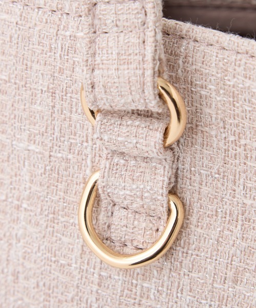 one after another NICE CLAUP（ワンアフターアナザーナイスクラップ）の「【LouLoumei】リボンチャームツイードトートバッグ（トートバッグ・レディース・ブラック/ピンクベージュ/アイボリー/ピンク・FREE）」の15枚目の写真