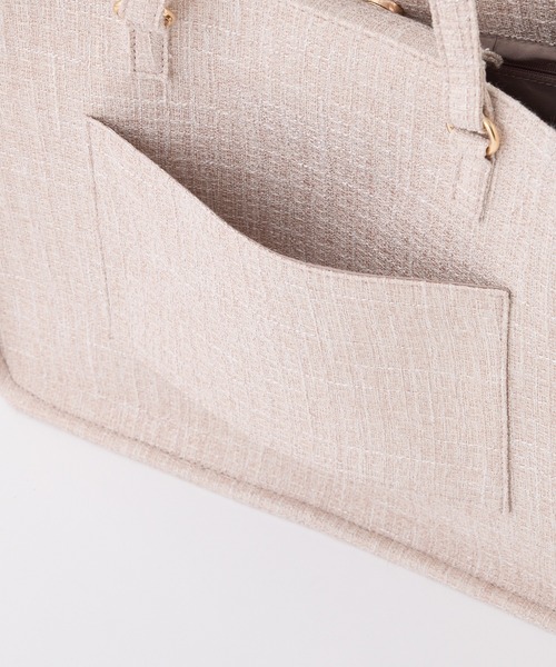 one after another NICE CLAUP（ワンアフターアナザーナイスクラップ）の「【LouLoumei】リボンチャームツイードトートバッグ（トートバッグ・レディース・ブラック/ピンクベージュ/アイボリー/ピンク・FREE）」の16枚目の写真