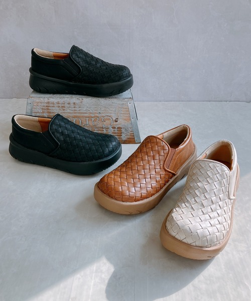 Noubel Voug Relax（ヌーベルヴォーグリラックス）の「厚底 編み込み スリッポンシューズ【2026新作】（スリッポン・レディース・ブラック/アイボリー/キャメル・M/S/LL/L）」の5枚目の写真