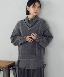 ONIGIRI（オニギリ）の「デニム調ニットベスト（ベスト）」