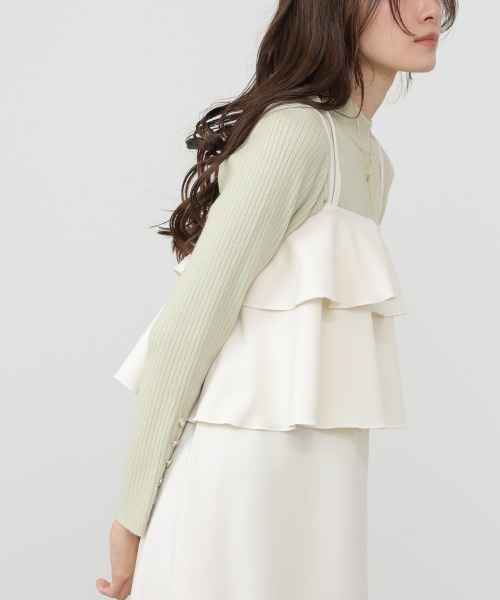 Bab（バブ）の「【選べるサイズ展開/イージージョーゼットシリーズ】イージージョーゼットティアードキャミワンピース（ワンピース・レディース・アイボリー/ブラック/モカ・S/M/L）」の6枚目の写真