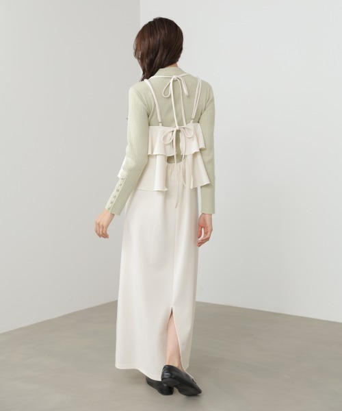 Bab（バブ）の「【選べるサイズ展開/イージージョーゼットシリーズ】イージージョーゼットティアードキャミワンピース（ワンピース・レディース・アイボリー/ブラック/モカ・S/M/L）」の8枚目の写真