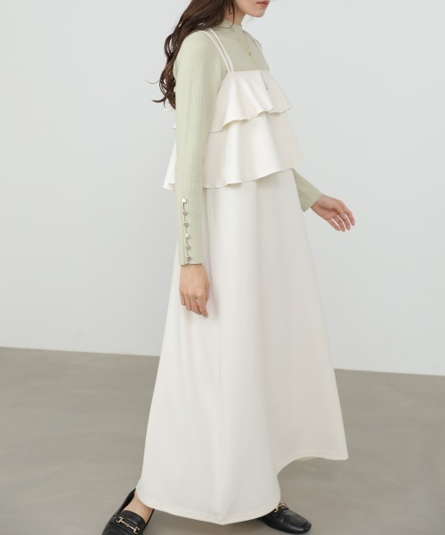 Bab（バブ）の「【選べるサイズ展開/イージージョーゼットシリーズ】イージージョーゼットティアードキャミワンピース（ワンピース・レディース・アイボリー/ブラック/モカ・S/M/L）」の9枚目の写真