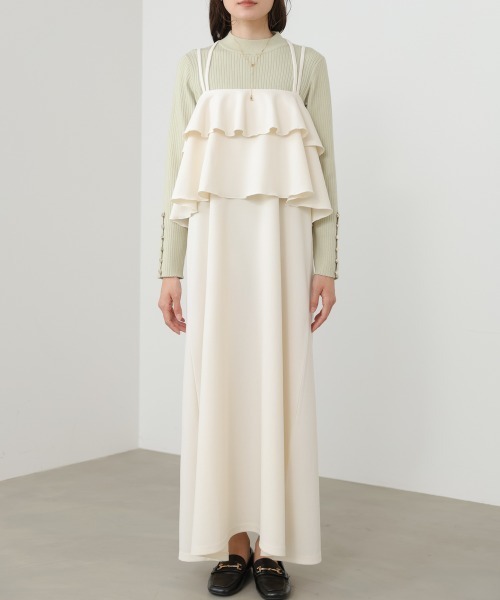 Bab（バブ）の「【選べるサイズ展開/イージージョーゼットシリーズ】イージージョーゼットティアードキャミワンピース（ワンピース・レディース・アイボリー/ブラック/モカ・S/M/L）」の11枚目の写真