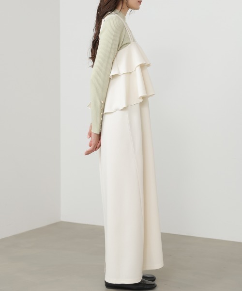 Bab（バブ）の「【選べるサイズ展開/イージージョーゼットシリーズ】イージージョーゼットティアードキャミワンピース（ワンピース・レディース・アイボリー/ブラック/モカ・S/M/L）」の12枚目の写真