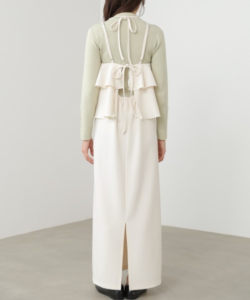 Bab（バブ）の「【選べるサイズ展開/イージージョーゼットシリーズ】イージージョーゼットティアードキャミワンピース（ワンピース・レディース・アイボリー/ブラック/モカ・S/M/L）」の13枚目の写真