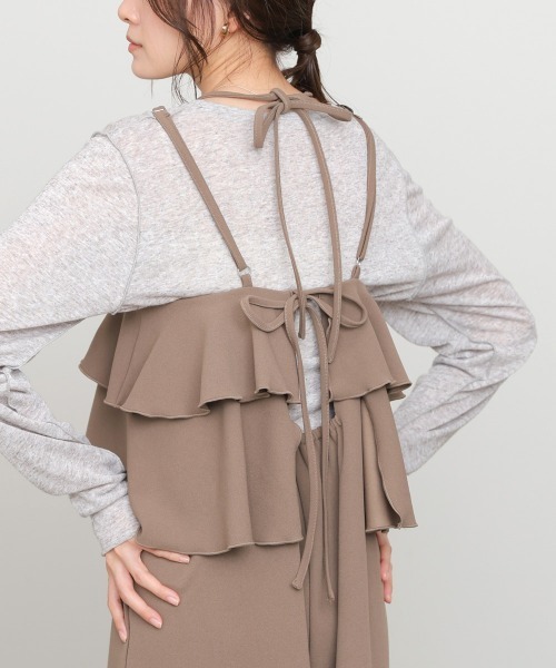 Bab（バブ）の「【選べるサイズ展開/イージージョーゼットシリーズ】イージージョーゼットティアードキャミワンピース（ワンピース・レディース・アイボリー/ブラック/モカ・S/M/L）」の18枚目の写真