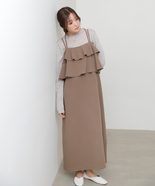 Bab（バブ）の「【選べるサイズ展開/イージージョーゼットシリーズ】イージージョーゼットティアードキャミワンピース（ワンピース・レディース・アイボリー/ブラック/モカ・S/M/L）」の19枚目の写真