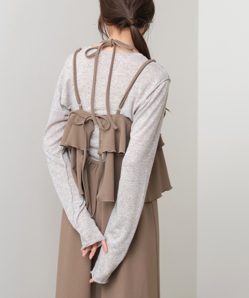 Bab（バブ）の「【選べるサイズ展開/イージージョーゼットシリーズ】イージージョーゼットティアードキャミワンピース（ワンピース・レディース・アイボリー/ブラック/モカ・S/M/L）」の22枚目の写真