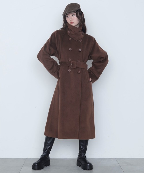 WEGO(ウィゴー)の「WEGO/オーバーサイズダブルロングコート(ピーコート・レディース・ピンク/ブラウン/ブラック・X-LARGE/MEDIUM/LARGE)」の18枚目の写真