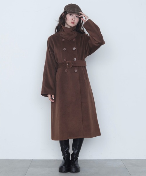 WEGO(ウィゴー)の「WEGO/オーバーサイズダブルロングコート(ピーコート・レディース・ピンク/ブラウン/ブラック・X-LARGE/MEDIUM/LARGE)」の19枚目の写真