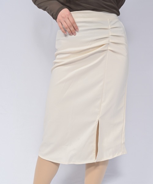 Alite cloth（アリーテクロス）の「ハイウエストスリットスカート（スカート・レディース・ブラック/アイボリー・M/L）」の2枚目の写真
