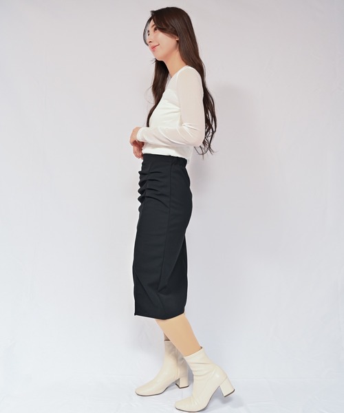 Alite cloth（アリーテクロス）の「ハイウエストスリットスカート（スカート・レディース・ブラック/アイボリー・M/L）」の5枚目の写真