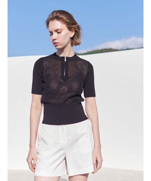 AYIHOLIC CASHMERE(アイホリックカシミア)の「ハーフジップワイドリップラウンド(ニット/セーター・レディース・ブラック・S/M)」の2枚目の写真