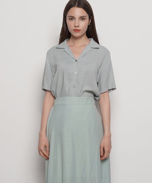 THE-ABON(エイボン)の「W221 linen open collar half shirts beige(シャツ/ブラウス・レディース・その他・FREE)」の3枚目の写真