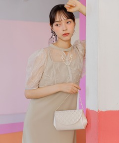 フラワー刺繍キーネックボレロ・Iラインキャミドレスセット/結婚式/パーティー/お呼ばれ