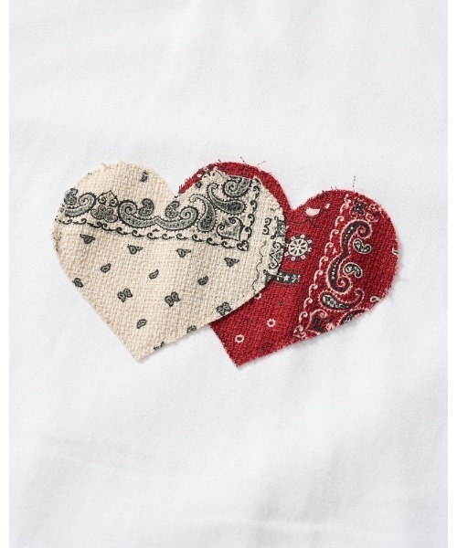 wjk（ダヴルジェイケイ）の「bandana panel heart T（Tシャツ/カットソー・メンズ・ホワイト×ブラック/ホワイト×レッド/ブラック/ピンク・SMALL/MEDIUM/LARGE/X-LARGE）」の20枚目の写真