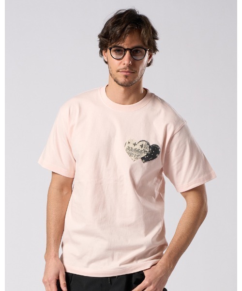 wjk（ダヴルジェイケイ）の「bandana panel heart T（Tシャツ/カットソー・メンズ・ホワイト×ブラック/ホワイト×レッド/ブラック/ピンク・SMALL/MEDIUM/LARGE/X-LARGE）」の9枚目の写真