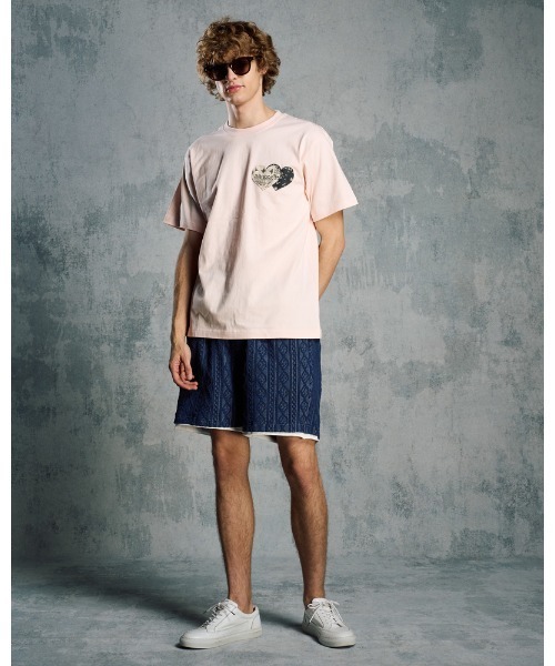 wjk（ダヴルジェイケイ）の「bandana panel heart T（Tシャツ/カットソー・メンズ・ホワイト×ブラック/ホワイト×レッド/ブラック/ピンク・SMALL/MEDIUM/LARGE/X-LARGE）」の14枚目の写真