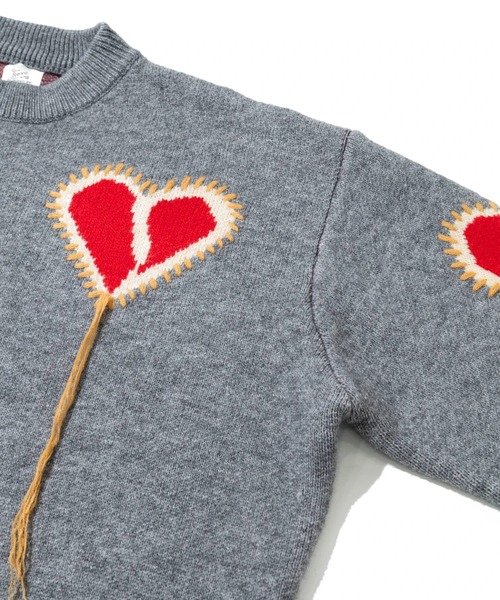 Revo.(レボ)の「Revo./レヴォ ハートジャガード & ステッチ ルーズニット(ニット/セーター・メンズ・グレー/ブラック・FREE)」の3枚目の写真