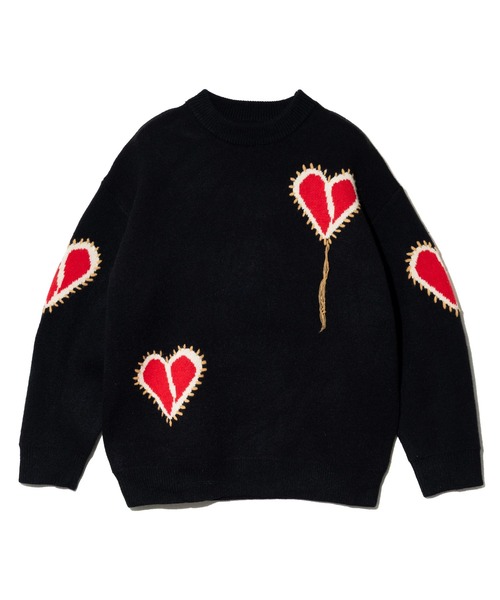 Revo.(レボ)の「Revo./レヴォ ハートジャガード & ステッチ ルーズニット(ニット/セーター・メンズ・グレー/ブラック・FREE)」の11枚目の写真