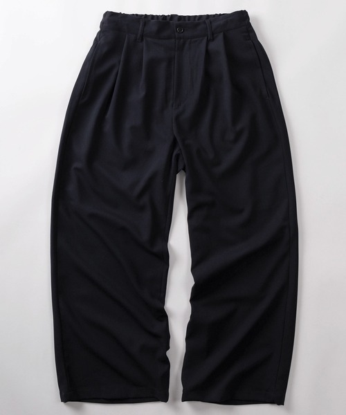 SlashDate（スラッシュデイト）の「【72】【PLES】TRストレッチ 2タック ワイドストレート スラックス 無地/ストライプ セットアップ可能（その他パンツ・メンズ・ブラック/ブラウン/ブラック系その他・L/M）」の2枚目の写真