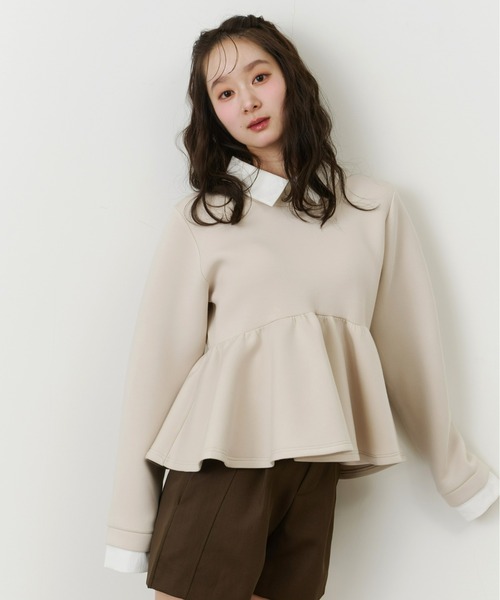 Olu.（オルドット）の「ダンボールペプラムスウェット（スウェット・レディース・ホワイト/グレー/ベージュ・FREE）」の3枚目の写真