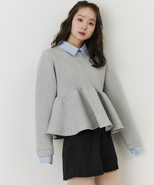 Olu.（オルドット）の「ダンボールペプラムスウェット（スウェット・レディース・ホワイト/グレー/ベージュ・FREE）」の5枚目の写真