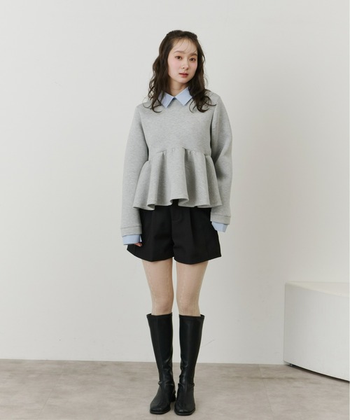 Olu.（オルドット）の「ダンボールペプラムスウェット（スウェット・レディース・ホワイト/グレー/ベージュ・FREE）」の9枚目の写真