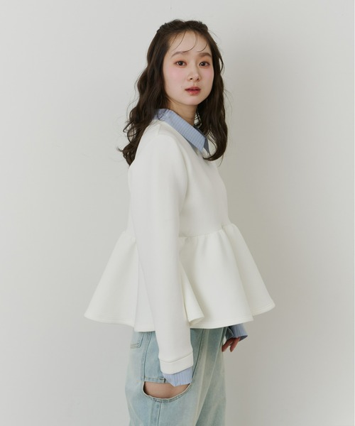 Olu.（オルドット）の「ダンボールペプラムスウェット（スウェット・レディース・ホワイト/グレー/ベージュ・FREE）」の11枚目の写真