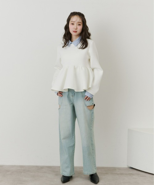 Olu.（オルドット）の「ダンボールペプラムスウェット（スウェット・レディース・ホワイト/グレー/ベージュ・FREE）」の12枚目の写真