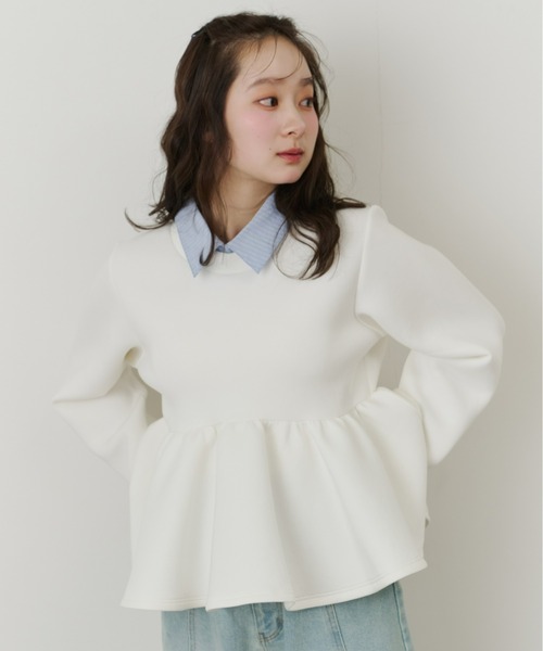 Olu.（オルドット）の「ダンボールペプラムスウェット（スウェット・レディース・ホワイト/グレー/ベージュ・FREE）」の10枚目の写真