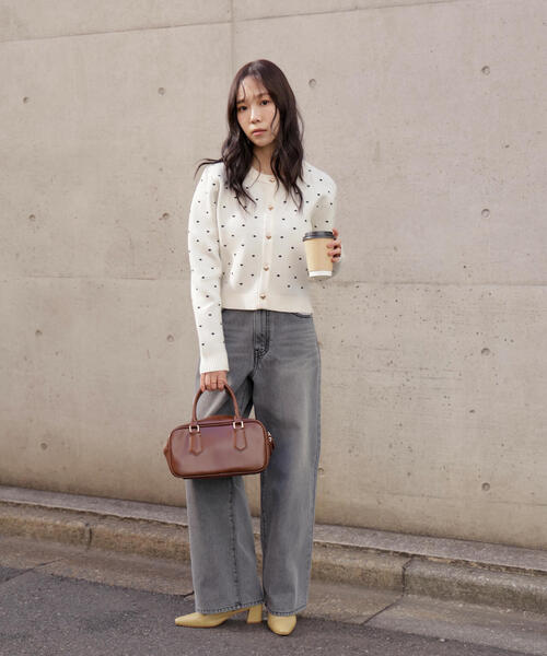 FREE'S MART（フリーズマート）の「◆ハートボタンドット柄カーディガン（ニット/セーター・レディース・グレー/ホワイト/ネイビー・FREE）」の16枚目の写真