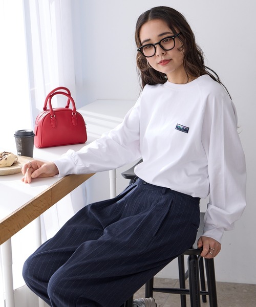 THE CRAFT CREW PRODUCTS（ザクラフトクループロダクツ）の「USAコットン ヘビーウェイト オーバーサイズ ラグラン ロングスリーブ Tシャツ / UVカット・マシンウォッシャブル【THE CRAFT CREW PRODUCTS】（Tシャツ/カットソー・レディース・ライトカーキ/ブラック/ブラウン系/アッシュグレー/オフホワイト/ネイビー系/アイボリー系・M/L）」の22枚目の写真