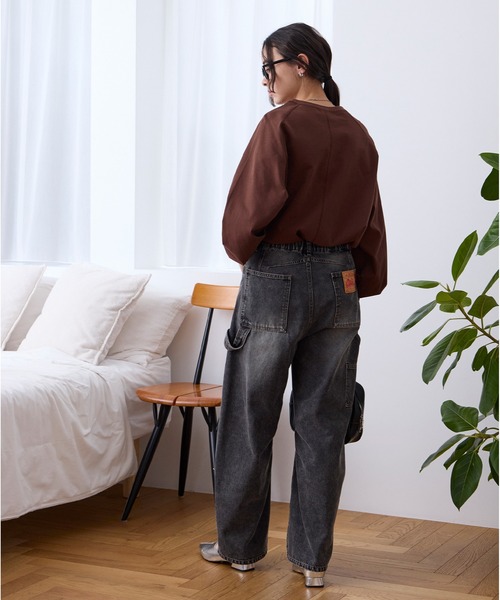 THE CRAFT CREW PRODUCTS（ザクラフトクループロダクツ）の「USAコットン ヘビーウェイト オーバーサイズ ラグラン ロングスリーブ Tシャツ / UVカット・マシンウォッシャブル【THE CRAFT CREW PRODUCTS】（Tシャツ/カットソー・レディース・ライトカーキ/ブラック/ブラウン系/アッシュグレー/オフホワイト/ネイビー系/アイボリー系・M/L）」の12枚目の写真