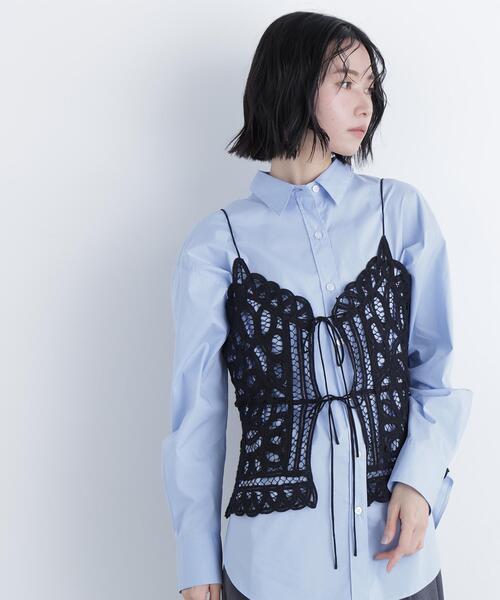 N.（N. Natural Beauty Basic）（エヌエヌナチュラルビューティーベーシック）の「バテンレースビスチェ（キャミソール・レディース・ブラック/オフホワイト・ﾌﾘ-）」の6枚目の写真