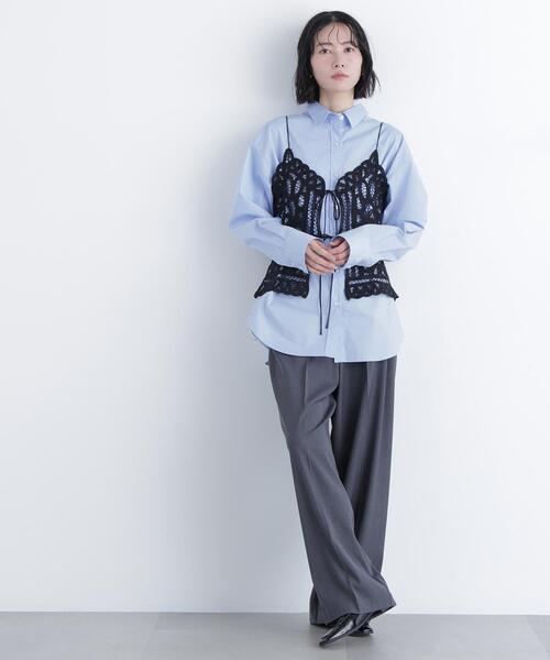 N.（N. Natural Beauty Basic）（エヌエヌナチュラルビューティーベーシック）の「バテンレースビスチェ（キャミソール・レディース・ブラック/オフホワイト・ﾌﾘ-）」の7枚目の写真
