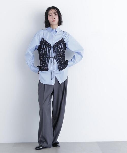 N.（N. Natural Beauty Basic）（エヌエヌナチュラルビューティーベーシック）の「バテンレースビスチェ（キャミソール・レディース・ブラック/オフホワイト・ﾌﾘ-）」の8枚目の写真