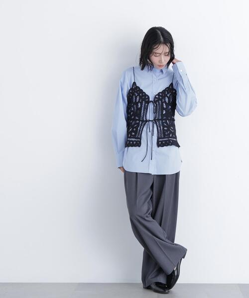 N.（N. Natural Beauty Basic）（エヌエヌナチュラルビューティーベーシック）の「バテンレースビスチェ（キャミソール・レディース・ブラック/オフホワイト・ﾌﾘ-）」の10枚目の写真