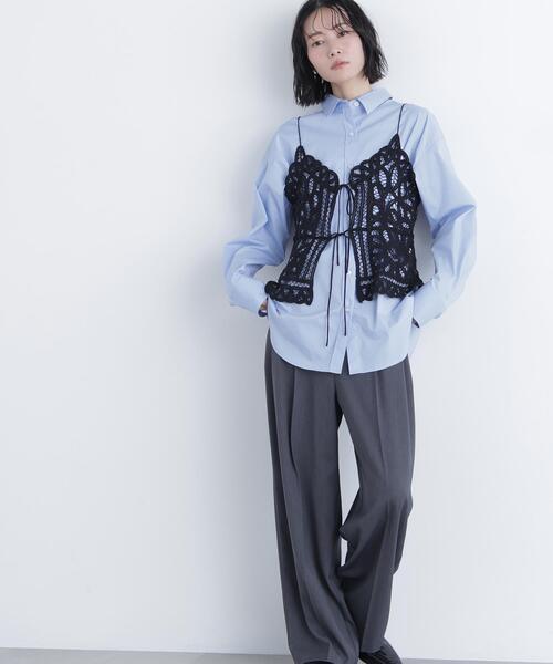 N.（N. Natural Beauty Basic）（エヌエヌナチュラルビューティーベーシック）の「バテンレースビスチェ（キャミソール・レディース・ブラック/オフホワイト・ﾌﾘ-）」の11枚目の写真