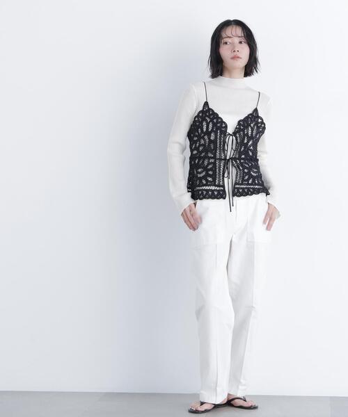 N.（N. Natural Beauty Basic）（エヌエヌナチュラルビューティーベーシック）の「バテンレースビスチェ（キャミソール・レディース・ブラック/オフホワイト・ﾌﾘ-）」の12枚目の写真