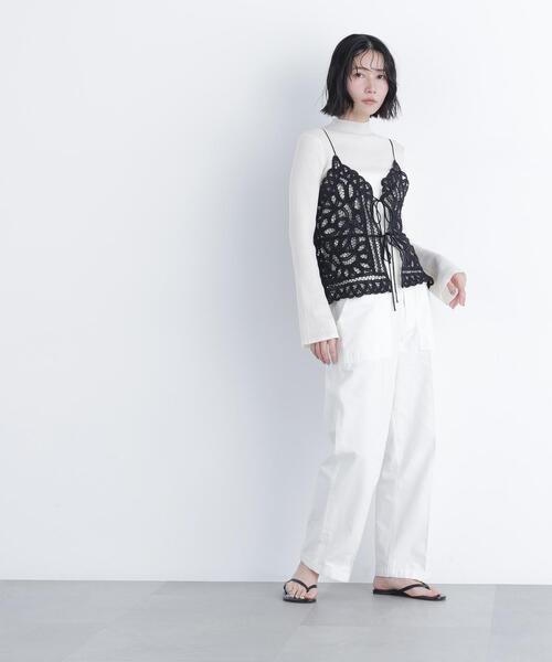N.（N. Natural Beauty Basic）（エヌエヌナチュラルビューティーベーシック）の「バテンレースビスチェ（キャミソール・レディース・ブラック/オフホワイト・ﾌﾘ-）」の13枚目の写真