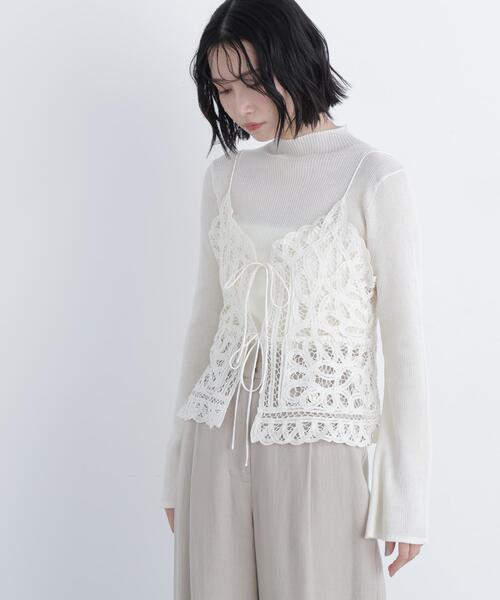 N.（N. Natural Beauty Basic）（エヌエヌナチュラルビューティーベーシック）の「バテンレースビスチェ（キャミソール・レディース・ブラック/オフホワイト・ﾌﾘ-）」の20枚目の写真